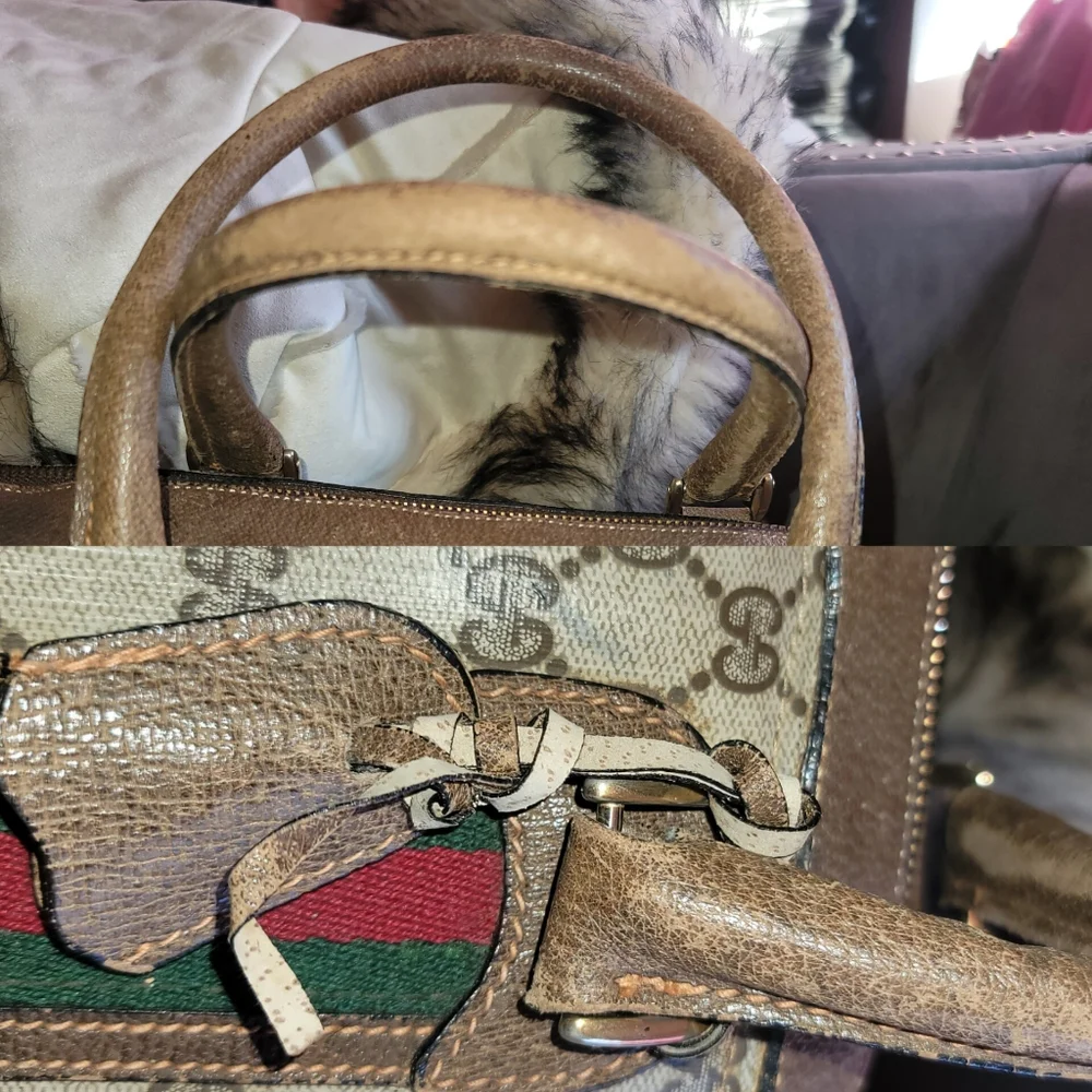 Gucci Gg Supreme Canvas Sherry Web Ophidia Duffle Gym Travel Weekend Bag Authent - Picture 8 of 15